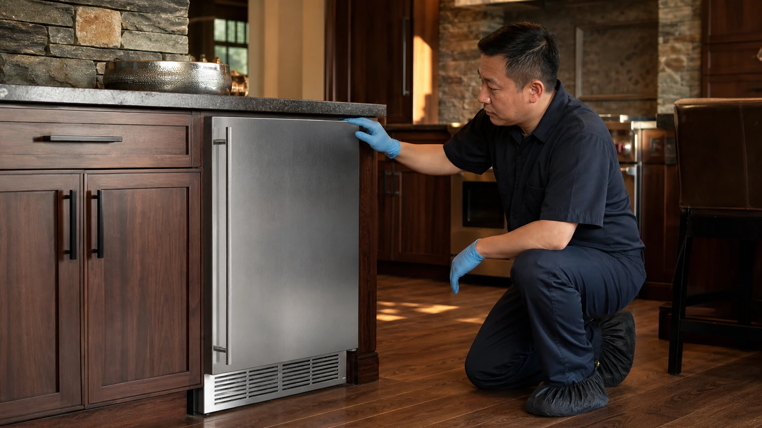 Undercounter ice maker diagnostic visit in the service area